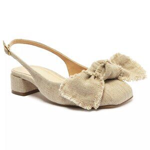 119$ Arezzo Maeve Low Block Slingback Pumps Heel Women's Size 8.5 US Natural